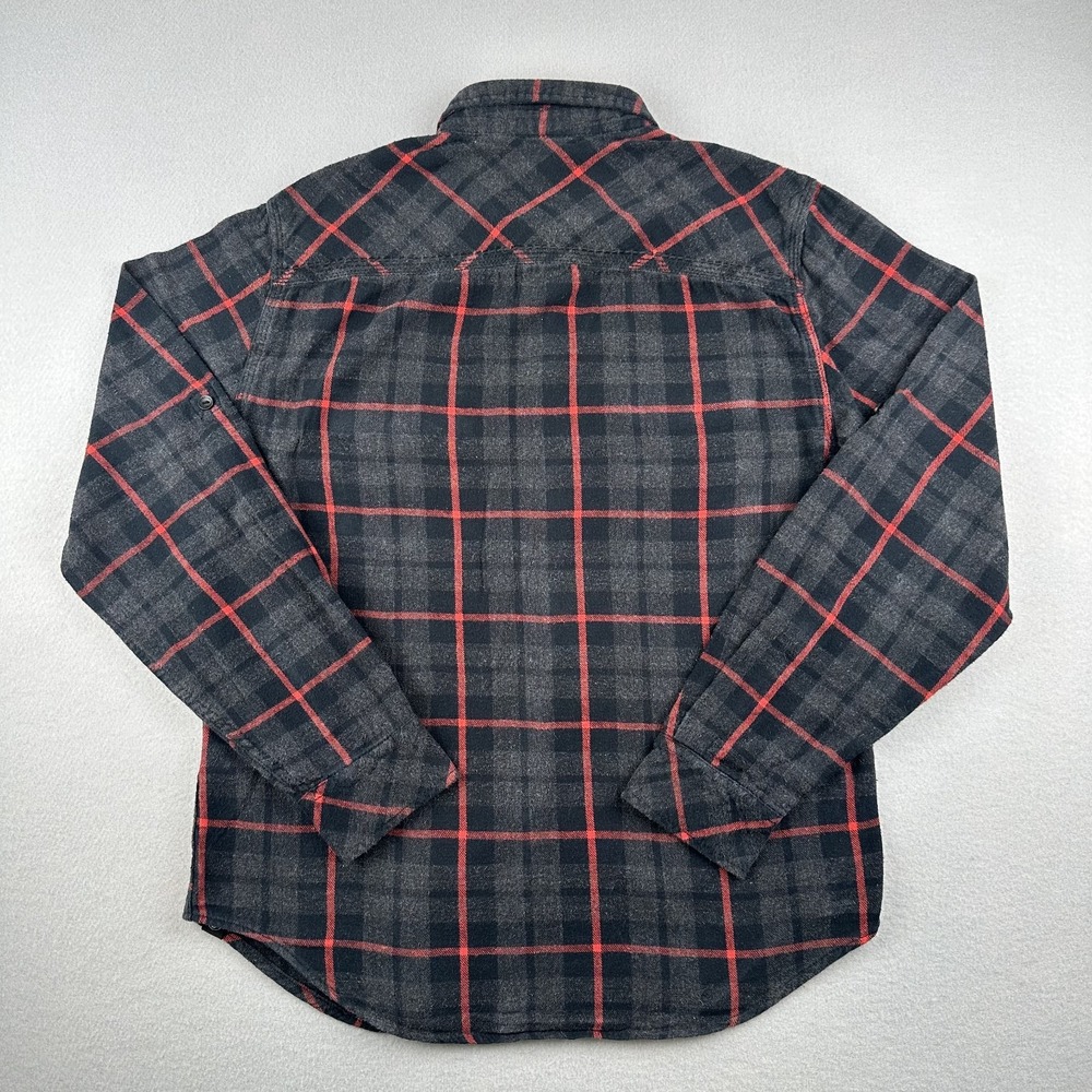 Surplus Flannel Shirt Mens Medium Gray Red Plaid Long Sleeve Button Down Cotton - Picture 10 of 10